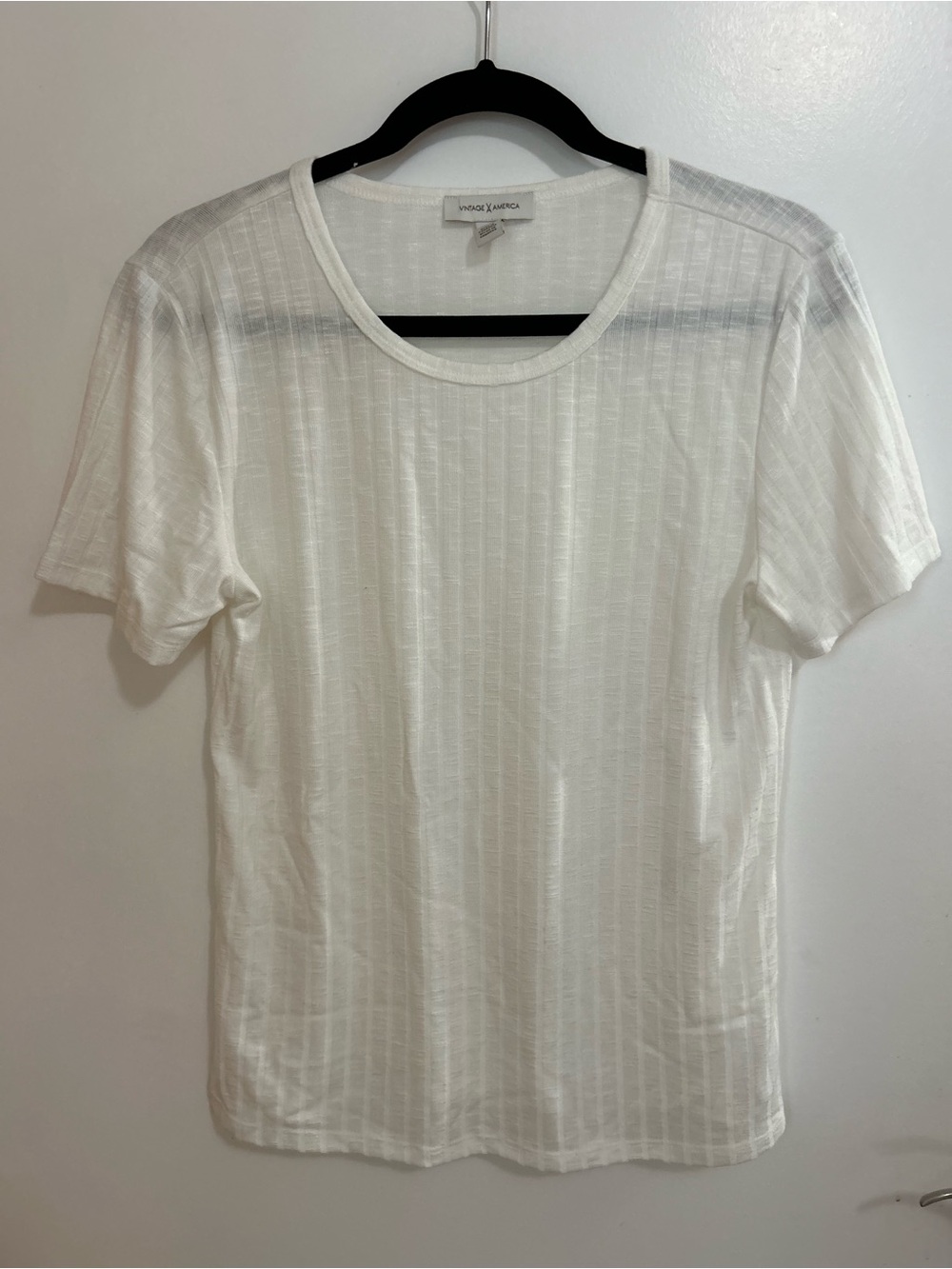 Vintage America White Short Sleeve Ribbed Tee